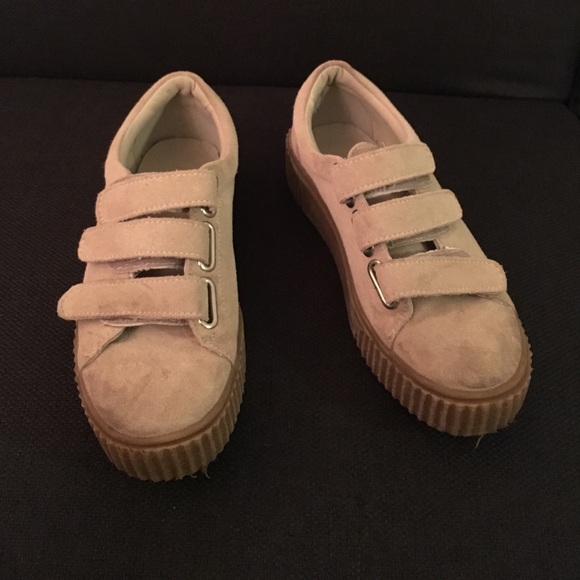 white velcro platform sneakers